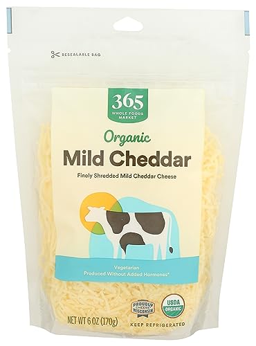 365 by Whole Foods Market, Cheddar Mild Fancy Shredded Organic, 6 Ounce