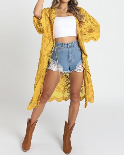 Image of Bsubseach Women Mesh Cardigan Bikini Beach Kimono Open Front Swimsuit Cover Ups Swimwear