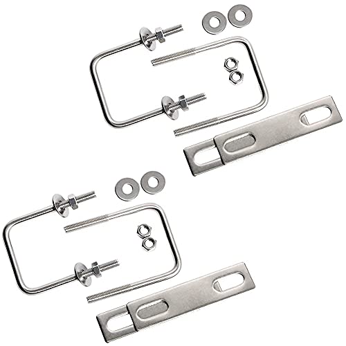 Square U-Bolts 1.77inch 45mm Inner Width 304 Stainless Steel Silver M6 with Plates Nuts for Car/Motorhome/Sailing Trailer Replacement Part and Accessorie 4Pcs