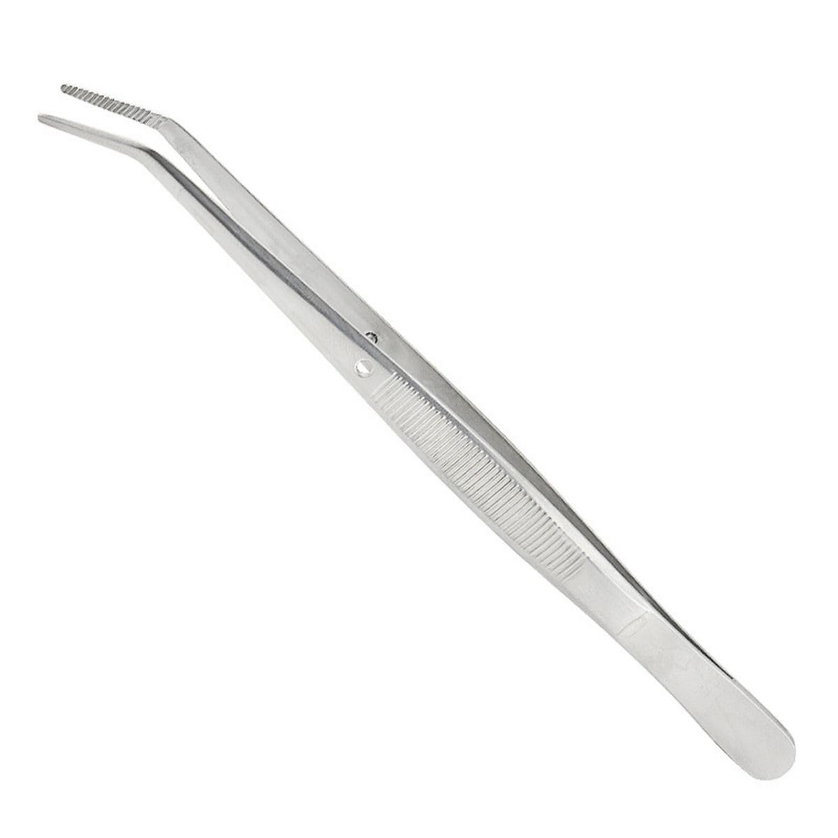 HRLORK Stainless Steel Tweezers Bent Tips Tweezers Serrated Curved Tweezer for Making Jewelry Repairing Craft Crafting- 1 Pcs
