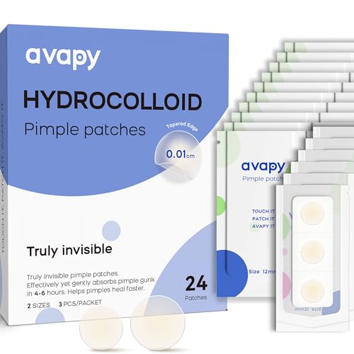AVAPY Pimple Patches For Face, Invisible Hydrocolloid Acne Patches-Zits & Blemish, Covering Zits & Blemishes in Face and Skin, Control Oil, Pimple Patch with Salicylic Acid (24 Count)