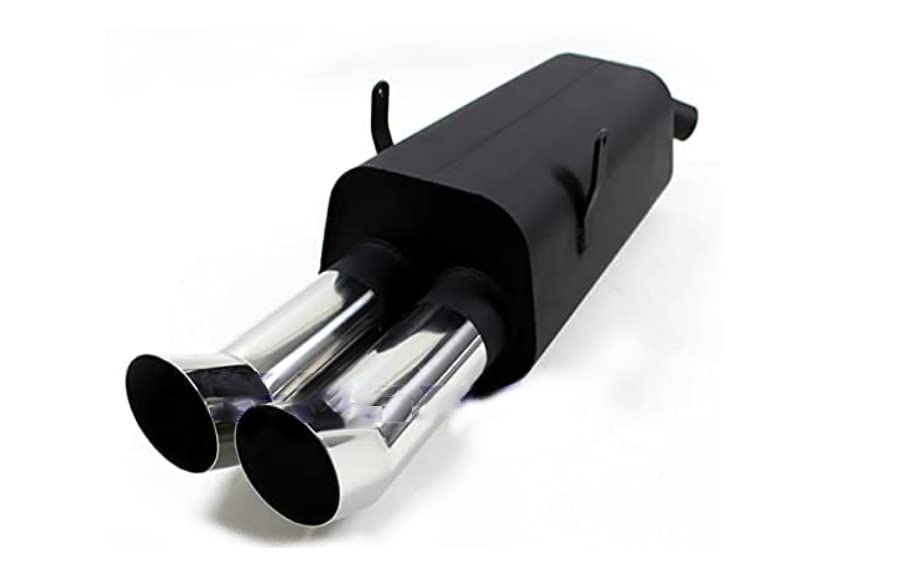 Silenciador trasero EVOE364ED76, 3 unidades, ECE 2 x 76 mm, tubo de escape ESD, acero inoxidable, conector de 50 mm, incluye homologación ABE/ECE