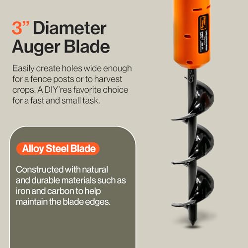 Superhandy GUT141 Earth Auger Electric Power Head W/ 12 Inch X 3 Inch Auger Bit 20V 4Ah Rechargeable Battery/Charger For Earth Burrowing/Drilling & Post Hole Digging thumb #6