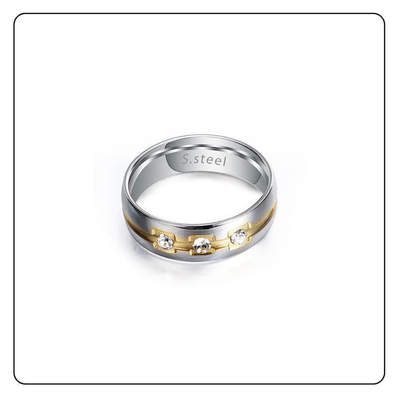 Fashion White Gold Stainless Steel Crystal Band Ring3