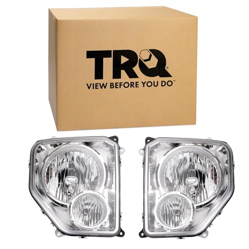 Image of TRQ 2 Piece Headlight Assembly Set Driver & Passenger Side Compatible with Jeep Liberty 2008-2012 CH2502196 CH2502199 CH2503196 CH2503199 55157338AE 55157339AE
