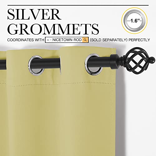 Image of NICETOWN Window Curtain Panels, Thermal Insulated Solid Grommet Blackout Draperies /Drapes for Basement (Paler Yellow, 1 Pair, 29 by 45-inch)
