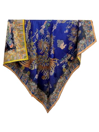 HangErFeng Women Scarf Silk Fragrant Cloud Yarn Square Phoenix Pattern Double Side Printed Shawl 895 onesize