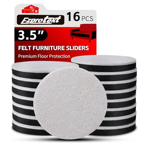 16 PCS Felt Furniture Sliders for Hardwood Floors, 3.5 Inch Reusable Felt Furniture Pads for Hardwood Floors, Heavy Furniture Movers Sliders, Furniture Moving Pads for Hard Surfaces (Beige, Round)