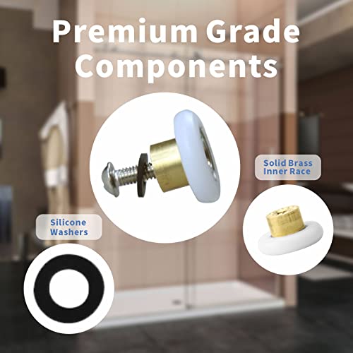 Luxmool 8Pcs Shower Door Rollers Replacement, 19Mm Shower Door Replacement Parts, Brass Rv Shower Door Wheels, Sterling Shower Door Parts #TOP3