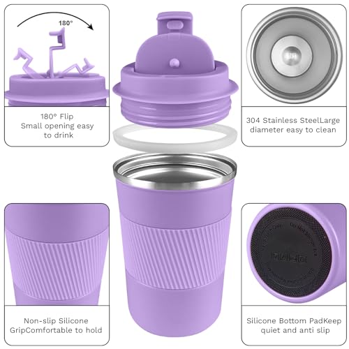 Image of Insulated Travel Coffee Mug, Stainless Steel Coffee Cup with Leakproof Lid | Double-wall insulation keeps drinks hot or cold for hours, with a leakproof lid and portable stainless steel design