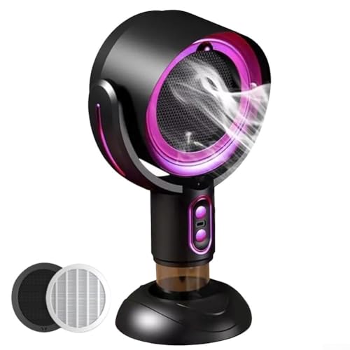 Emiif Ventilador de escape de escritorio, 8 W, USB portátil, campana extractora con control de velocidad de 2 marchas, negro y dorado (negro y morado)