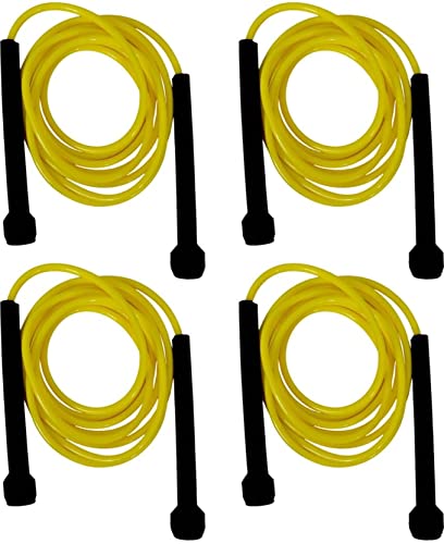 Image of A.K Sport Pencil Jumping Rope With Plastic Handle for Fitness and Exercise Freestyle Skipping Rope (Yellow, Length: 274 cm)