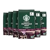 Starbucks Whole Coffee Beans, Dark Roast Hot or Iced Coffee, Espresso Roast, Six 18 oz Bags​