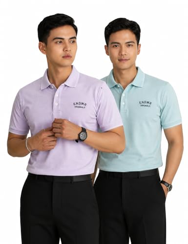 Image of ENDEAVOUR WEAR Men Men Short Sleeve Solid Cotton Rich Polo T Shirt | Collar Tshirts | Half Sleeves | Plain-Regular Fit