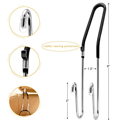 4 Pack Car Headrest Hooks, Seat Hook For Purse And Bag, Metal Vehicle Hook With Non-Slip Rubber Cover #TOP2