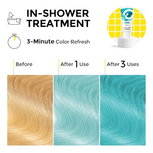 Image of COLORLOMO Color Depositing Conditioner, Semi Permanent Hair Color for Bleached, Highlighted & Color-Treated Hair, Hydrating Formula with Shea Butter & Almond Oil, 6oz-Teal