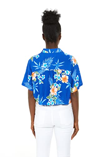 Image of Matchable Family Hawaiian Luau Men Women Girl Boy Clothes in Hibiscus Blue