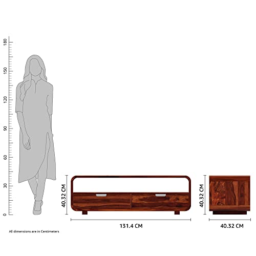 Image of Amazon Brand - Solimo Argute Solid Sheesham Wood TV Unit (Honey Finish)