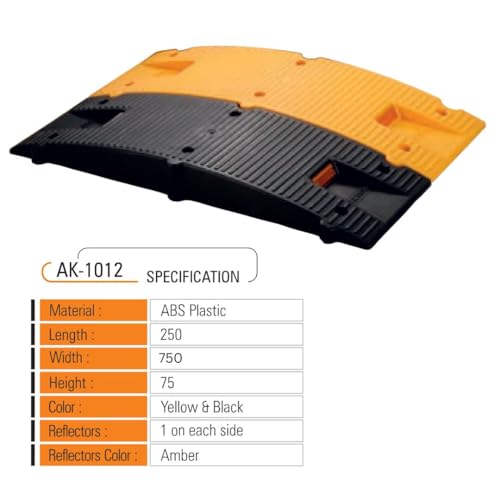 Image of Aktion Safety 75MM Speed Breaker 2 Meter ABS Road Bump (Black and Yellow) Pack Of 8 SIZE 250 X750 X75 (250MM X 8 BLOCKS)