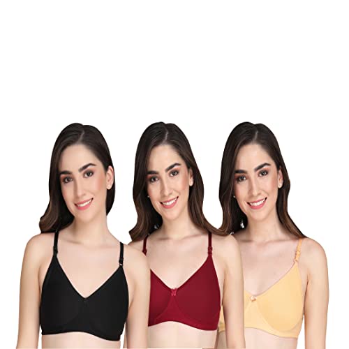 Image of Women Non Padded Bra - Made of Pure Cotton Full Coverage Non Wired Soft Cup for T-Shirt Saree Dress and for Everyday