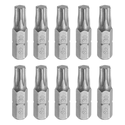 Image of sourcing map 10pcs Torx Screwdriver Bit 1/4" Hex Shank T30 Head 1" Length S2 Steel 6 Point Security Drill Bits for Repair Work Electric Screw Driver
