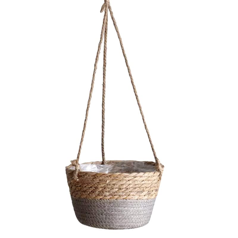 Wiszące Doniczki Ogrodowa wisząca doniczka makrama kosz do przechowywania roślin kryty kwiat na zewnątrz uchwyt na doniczkę wieszaki na rośliny Home Decor Wiszące donice (Color : Gris)
