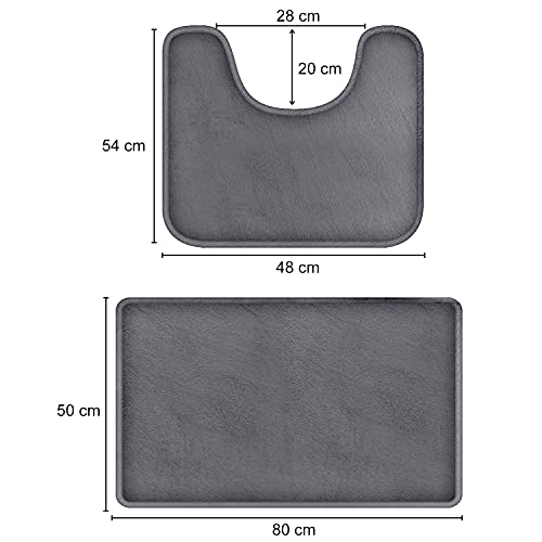 MEKO Memory Foam Badematte, 2 Set Anti Rutsch Badezimmerteppich und saugfähiger U-förmiger Konturteppich Fußmatte für… – Bild 4