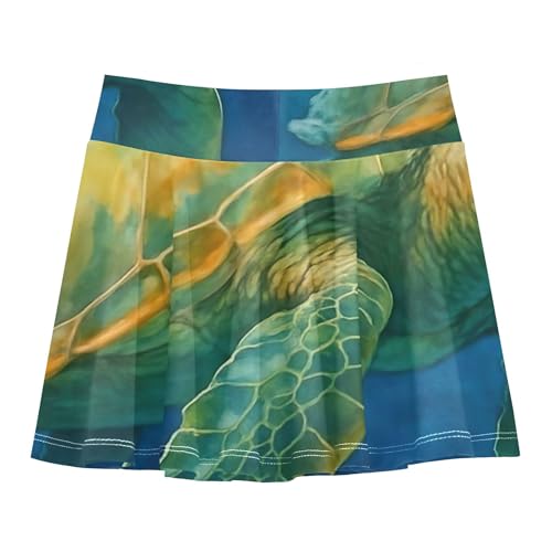 Athletic Shorts for Girls Skorts Realistic Watercolor Green Sea Tennis Skirts for Kids Cute Comfy Butterfly Skirt 3t2