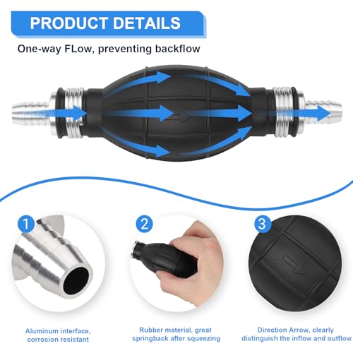 Image of H-veenjor 5 /16 inch Boat Primer Bulb Marine for Outboard Motor Universal Fuel Line Hand Primer Bulb Manual Black Rubber Fuel Transfer Vacuum Pump for Gas, Gasoline,Diesel, Water
