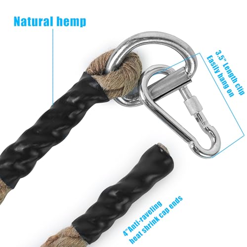 Aoneky Gym Climbing Rope with Clip, 30mm/40mm /50mm, 3-9M, Jute Battle Rope for Training, Fitness, Strengthen Muscle Power Inddor Outdoor - Image 3