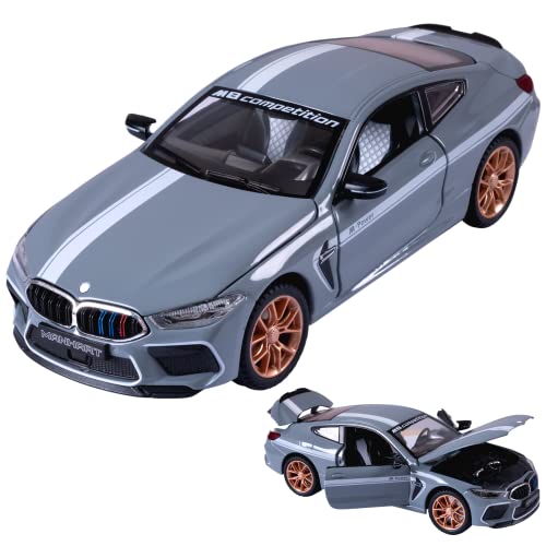 Fesvasdee Diecast Toy Car 1/24 Scale Vehicles Metal Model With Light And Sound Pull Back Cars For Kids Age 3 Year And Up Gray #TOP7