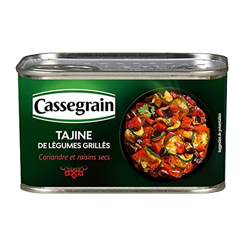 Cassegrain Tajine de Légumes Grillés aux Saveurs Orientales - Coriandre Fraîche, Raisins Secs - 12x375g Idéal pour vos plats gourmands et prêt - Le Lot De 3