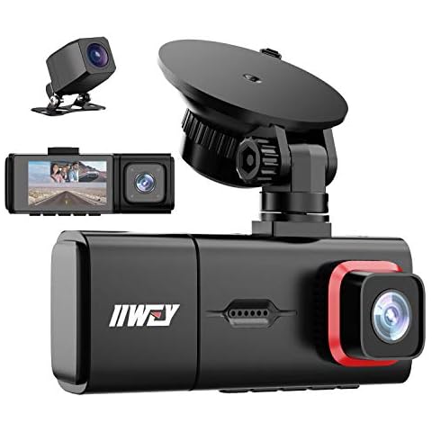 iiwey 1080P Front and Rear Inside Dash Cam 3 Channel, Three Way Car Dash Camera with IR Night Vision, 2.45 Inch IPS Screen, 24H Parking Monitor, Motion Detection for Uber Taxi Driver Cover