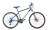 Cradiac Gunner PRO 21 Speed 6061 Alloy Hybrid Cycle 21 Geared Bicycle for Men with Front Lockout Suspension & Disc Brake Hybrid Bike | Ideal for 15+ Years, Unisex, Frame Size : 18.5 Inch, Teal Blue