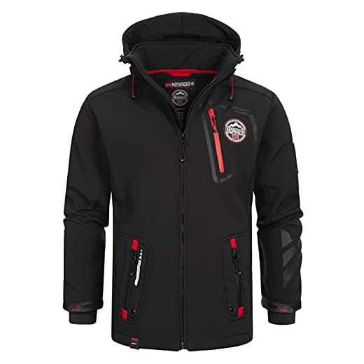 Geographical Norway Softshell jacka funktionell jacka utomhus regn sport, svart, 3XL