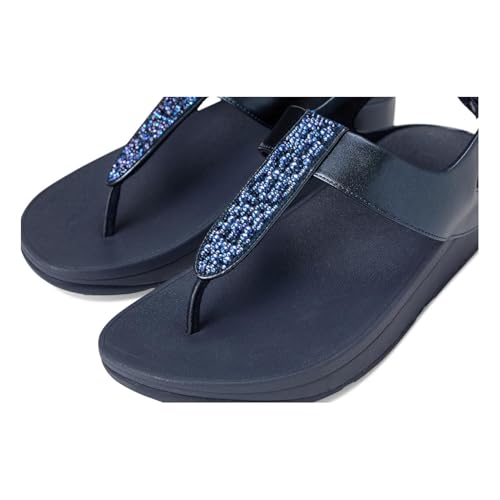 Image of FitFlop Womens Fino Crystal-Mix T-Strap Sandal