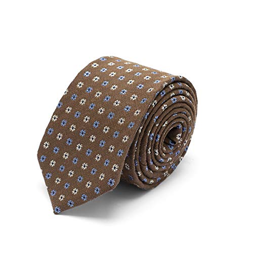 BRERA 67 elegante Corbatas de Hombre de lana y seda marron, Corbata 148x8 para trajes de hombre para boda, Accesorios Hombre elegante