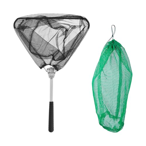 Rede de pesca telescópica com cabo longo, saco de peixes e rede de limpeza para lago e mergulho