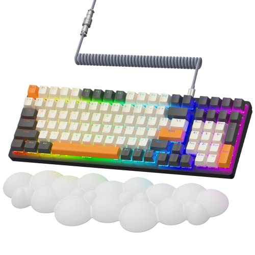 Image of ATTACK SHARK Wireless Mechanical Keyboard, 2.4G /USB-C /Bluetooth, Hot Swappable, 96% 100 Keys, 4000mAh RGB, Wrist Rest, Clicky Blue Switches, for PC Mac iPad