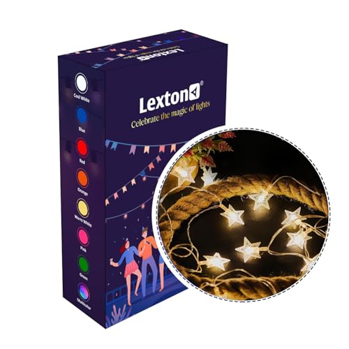 Image of Lexton Fairy 14 Star Shape LED String Light | Icicle Lights, 14 LED, Plug Sourced, 4 Meter Long | Suitable for Diwali, Birthday, Festival, Wedding, Lawn, Restaurants(Pack of 1, Warm White)