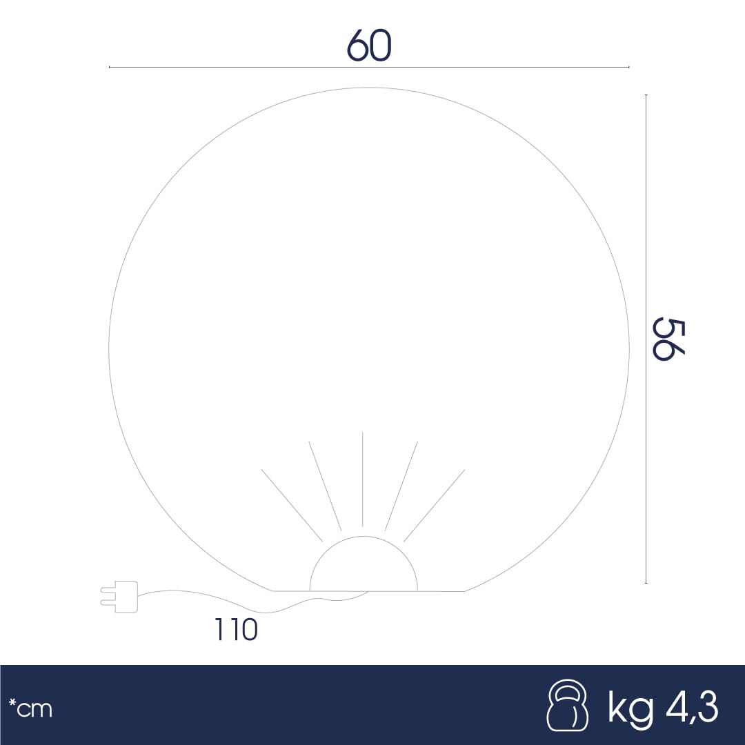 Danieli Sfera Luminosa da Giardino 60cm Made in Italy | Sphere L LED Luce Calda | Luci a LED da Giardino a Forma di Palla da Esterno-Interno |Trasformatore IP20 da 1,1 mt e LED IP67