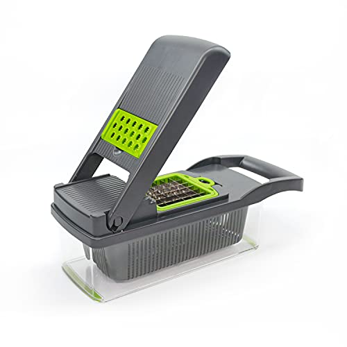 Vegetable Chopper Peeler Food Chopper Salad Chopper Vegetable Cutter Vegetable Spiralizer Vegetable Slicer Onion Chopper with Container by KAUKKO ï¼ˆ09-Blackï¼‰