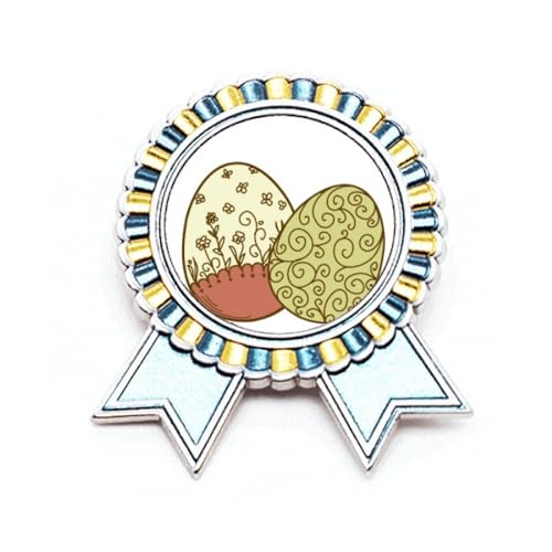 Broche œuf de Pâques floral en métal taille M bijou de fête printanière
