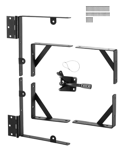 VEVOR Soporte de Esquina para Puerta de Hierro Escuadra para Marco de Puerta Anti Hundimiento para Puertas de Cobertizo, Puertas de Corral, Puertas de Entrada, Ventanas de Madera, Negro 1 Juego