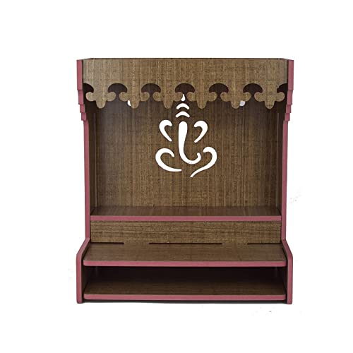 CrazyInk Handmade Beautiful Wooden Temple/Puja Mandir/Wall Hanging and Table Top Home Mandir Temple/Home Decor Beautiful Wooden Temple with LED Light-528 1