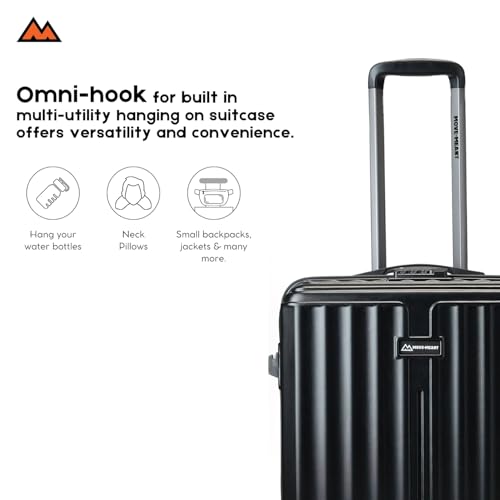 Image of MOVE-MEANT Set of 3 ROAMIFY Small Cabin, Medium Check-in & Large Check-in Suitcase | 55 Cm, 66 Cm & 75 Cm | 360 Degree 8 Wheels Number Lock Polycarbonate Black Trolley Bag | Luggage for Travel - Pack of