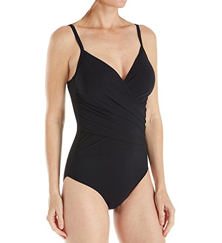 Profile by Gottex Women's Surplice One Piece Swimsuit, Tutti Frutti Black, 16