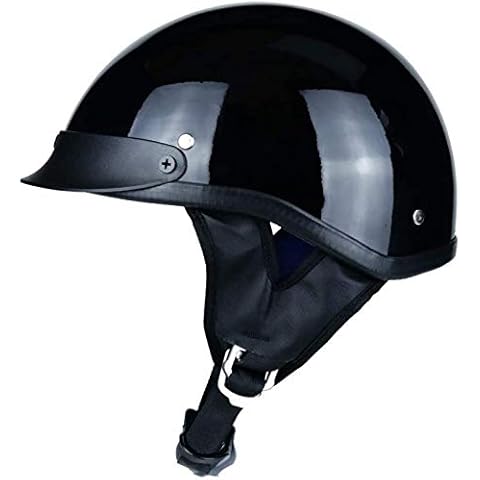 EBAYIN Half Helmet Vintage Harley Motorcycle Helmet Jet Helmet DOT Certified Cruiser Chopper Scooter Pilot Helmet Four Season General Moped Crash Helmet,BrightBlack-M=(57~58cm) Cover