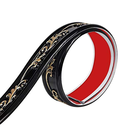 Primst Moulure flexible auto-adhésive 3D étanche pour décoration de la maison Noir + doré 299,7 cm Cover