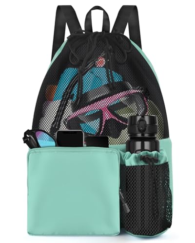 BROTOU Bolsa de natación, mochila de malla con cordón, mochila de playa, bolsa de deporte, bolsa de deporte, ajustable, cordón, bolsa de gimnasio, resistente al agua, bolsa de deporte para hombre